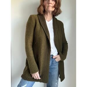 Anthropologie Angel of the North Womens Cardigan Size Large Green Wool Chevron